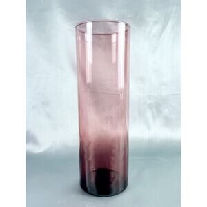 Libby Amethyst Glass Vase Purple Cylinder 10.5” Tall Stem Flowers Vintage